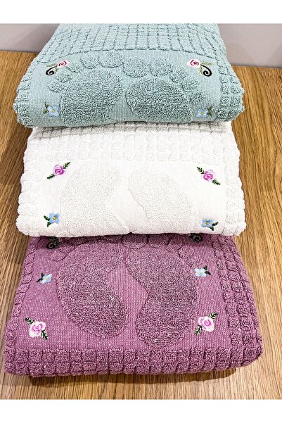 AYHANHOME 3 db-os hímzett lábtörlő - 100% pamut, méret: 50x70