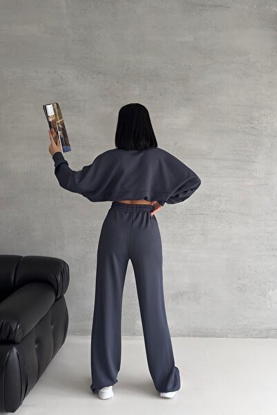 Neşeli Butik kadın likralı yazlık kumaş çımalı eşofman takımı NBG001