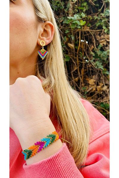 elamindunyasi Miyuki Colorful Knitted Earrings and Bracelet Set