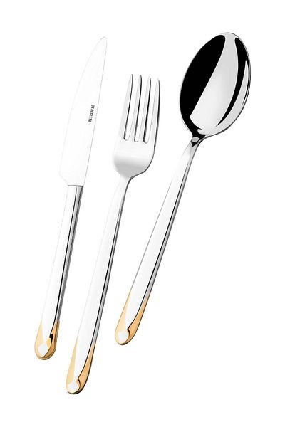 Narin Asellus Series Gold Fork, Spoon, Knife Set 89 Piece Chest Set