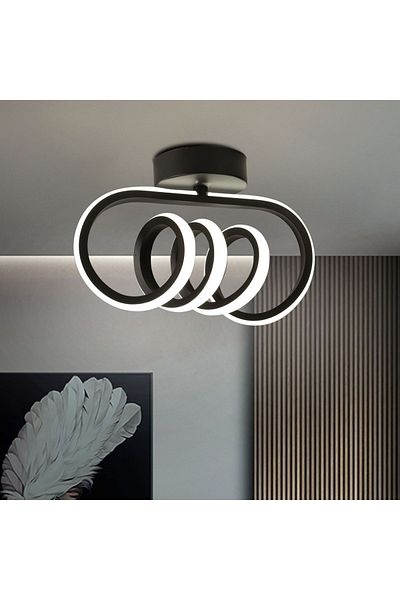 LİVORA LIGHTING Auger Black Ceiling Zero White Led Light Chandelier