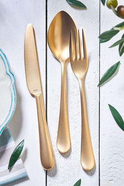 Narin Epsilon Series - Complete Matte Gold - 36 Piece Cutlery Set