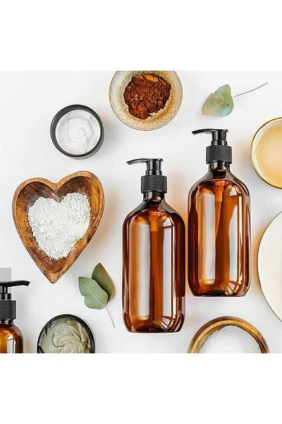 Tzc Desing Amber Glass Bottle Liquid Soap Hand Soap Dishwashing Liquid Shampoo Shower Gel Lotion Types 500ml 1 Piece