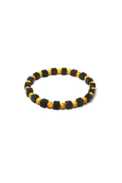 Amber by Mazukna Flexible and Certified Brown Yellow Cube Cut Drop Bracelet - Adult