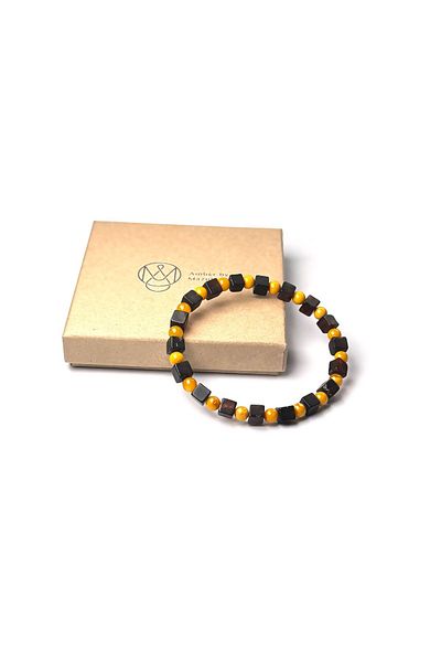 Amber by Mazukna Flexible and Certified Brown Yellow Cube Cut Drop Bracelet - Adult