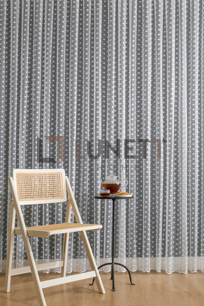 LUNETT HOME KULLANIMA HAZIR KÜÇÜK YILDIZLI ORTA PİLELİ 1X2,5 TÜL PERDE