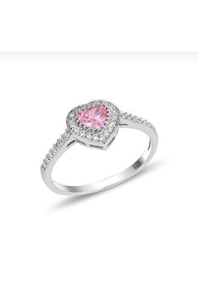 Novas Steel Pink Heart Ring Zircon Stone Adjustable