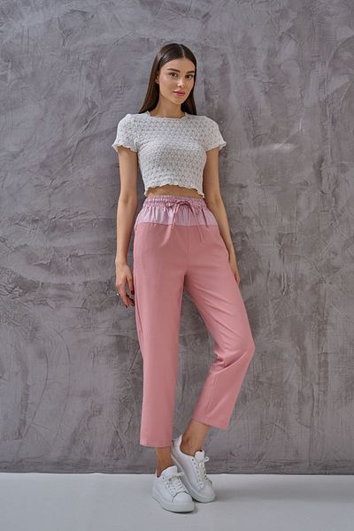 SHUGAA WOMEN'S FABRIC MIXLE CARROT PANT