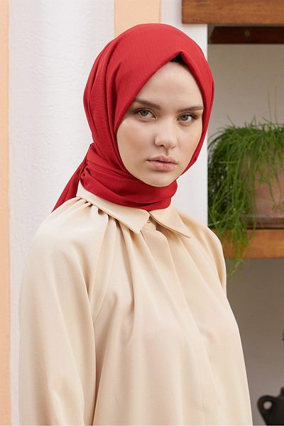 Loryan Red Initial Patterned Cotton Jacquard Shawl - Alisa