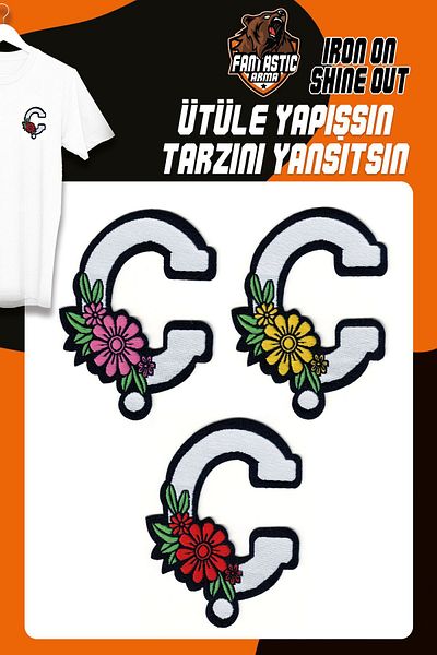 FANTASTIC ARMA Patch Patch Model cu litere florale - Set de armă țesută cu lipire la căldură 3 buc.