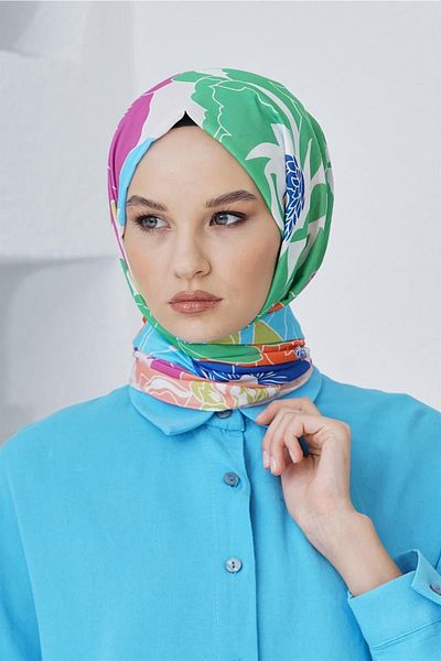 Loryan Benetton Rose Patterned - Lin, Linen and Cotton Blend Scarf Shawl