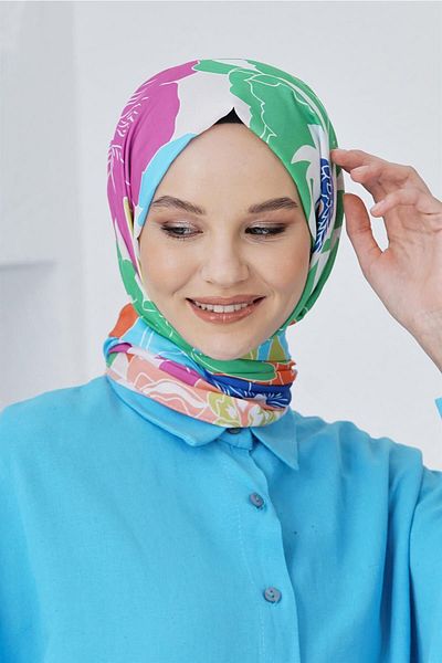 Loryan Benetton Rose Patterned - Lin, Linen and Cotton Blend Scarf Shawl