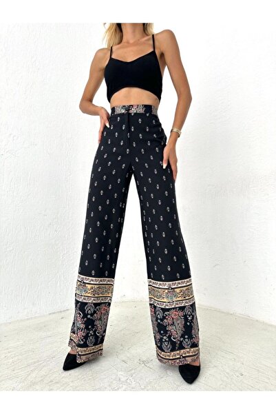 SHUGAA KADIN ETNİK DESEN VİSKON PALAZZO  PANTOLON