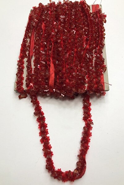 Hobigram Kırmızı Boncuk Işlemeli Şerit – Dekoratif Şerit