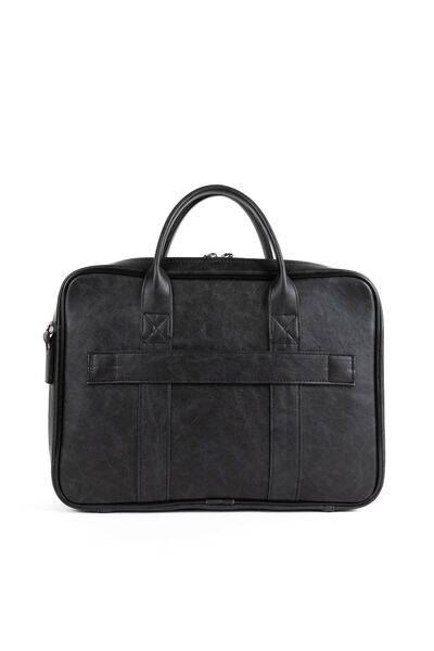 Sevinç Çanta Deridense Macbook Organizer Laptop Evrak Çantası 13" & 14" Inç Vegan Deri Crazy Siyah