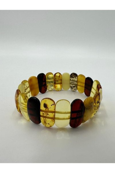 Amber by Mazukna Brown Milk Honey Model Drop Amber Bracelet Flexible Cord, Certified