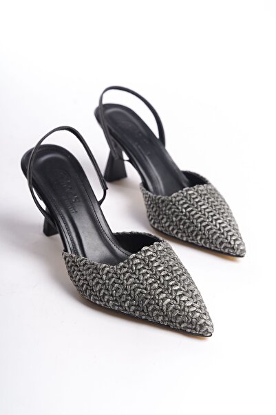 Shoesers Γυναικεία παπούτσια με τακούνι με ειδική σχεδίαση με ψάθινη επίστρωση