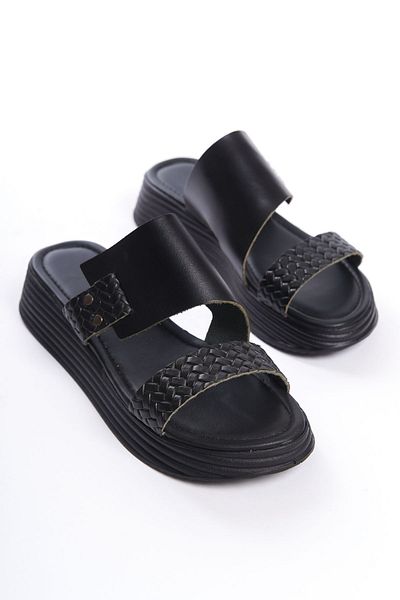 Shoesers Papuci Vaketa din piele naturală cu dungi duble pentru femei