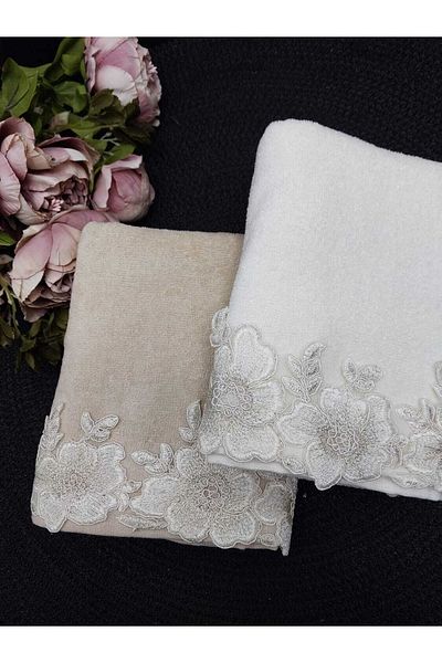Çeyiz Bahçesi Rose Velvet 2-Piece Hand and Face Towel Set 50/90cm