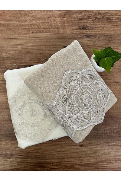 Çeyiz Bahçesi Δαντελένια γαλλική πετσέτα Busem Double Velvet