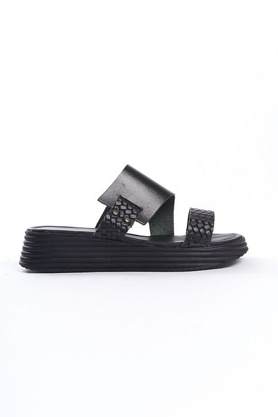 Shoesers Papuci Vaketa din piele naturală cu dungi duble pentru femei