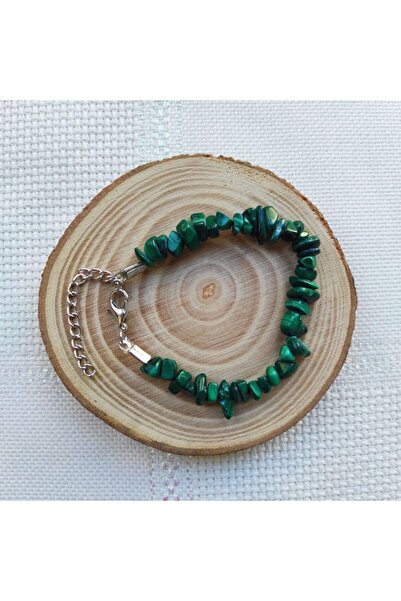 ByKolyeucum Malahit Malakit Taşı Doğal Kırık Taş Yeşil Kadın Bileklik