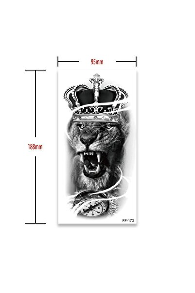 Tattoo Gerçekci Geçici Kral Taç ve Aslan Dövme Etiket Kadın Erkek Kol Bacak