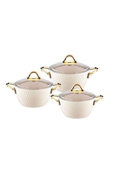 Özkent Hira Pot Set of 3 Cream