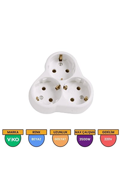 VİKO Viko 3'lü Yonca Topraklı Fiş - Priz-90303000