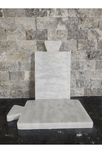 Zeybek Marble Real Marble 2 Pieces Cutting Board & Presentation Plate