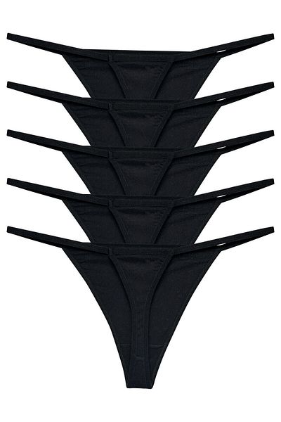 apak Ap&Ak Women's Black 5 Pack Pretty Ip Thong