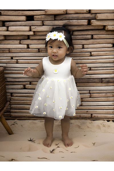tinitins Newborn Daisy Tulle Badi Dress with Snap Fasteners
