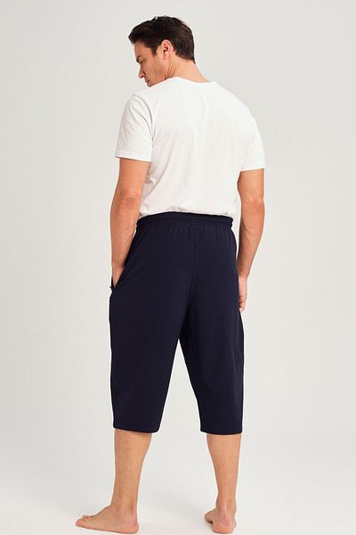 Haşema Ανδρικό μακρύ σορτς Navy Blue Plus Size Wide Fit