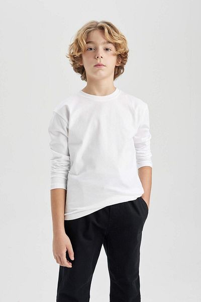 marmara qumasch Boy's White Long Sleeve T-Shirt Set of 2 100% Cotton Rib