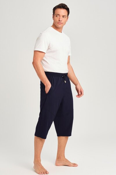 Haşema Geniş Kalıp Büyük Beden Lacivert Erkek Uzun Şort