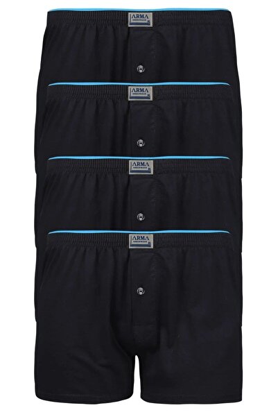 marmara qumasch Navy Blue 4-Pack Men's Buttoned Boxer Shorts Terry Cloth Wais...