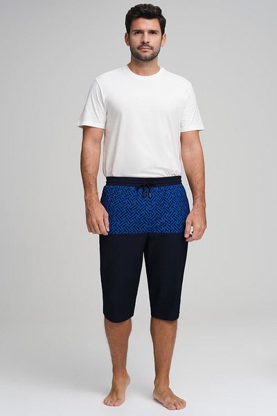 Haşema Ανδρικό μακρύ σορτς Saks Blue με σχέδιο Navy Blue