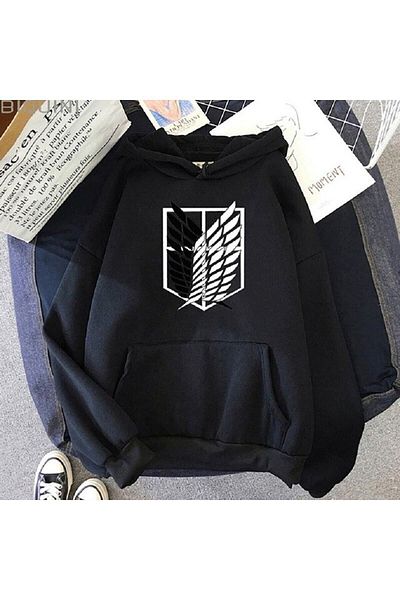 TKSTORE AOT Attack On Titan Logo Oversize Hooded Sweatshirt