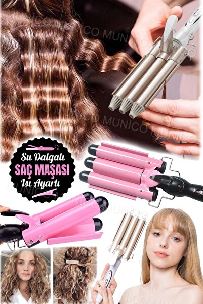 Munico 3 Barrel Electric Hair Curler - Ceramic Deep Waves Curling Salon Home Styling Tool