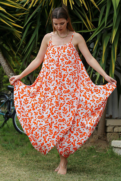 Chiccy Абрикосовий колір з принтом по всій поверхні Тканинна повсякденна сукн...