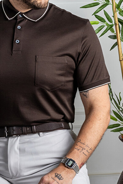 Sarar Κλασικό μπλουζάκι από 100% Mercerized βαμβάκι με γιακά πόλο σε καφέ χρώμα