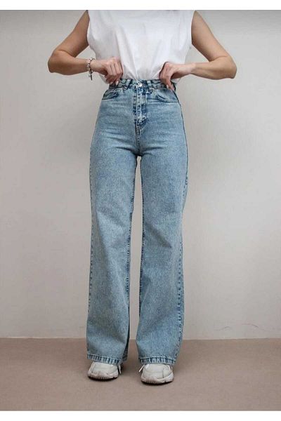 Trn JNS Vixen Albastru deschis - Lycra Pantaloni Palazzo din denim cu talie super înaltă