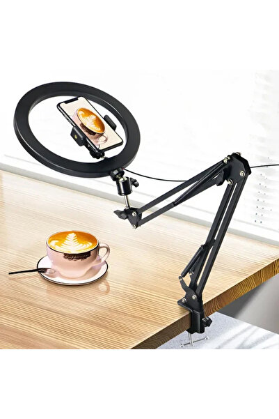 Coverzone Yayıncı Aydınlatma Kıskaçlı 10 inch Youtuber LED Işıklı Halka Telef...