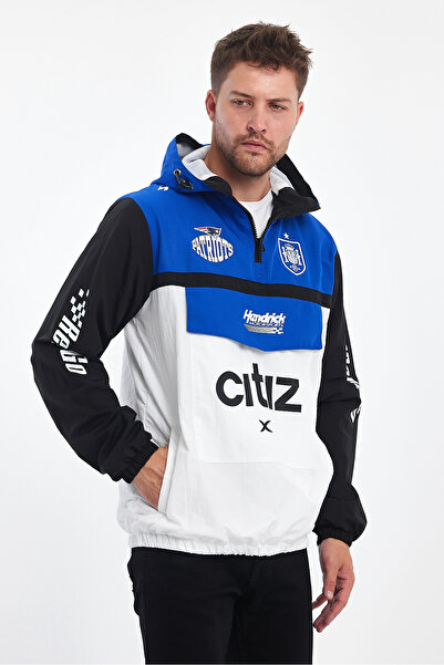 Black Level Чоловічий двоколірний дощовик з блискавкою для мотоциклістів, водонепроникний куртка для гонщиків з принтом, куртка-коледж