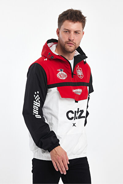 Black Level Men's Printed Waterproof Raincoat Jacket - Two Colors, Zippered, Racer College Coat