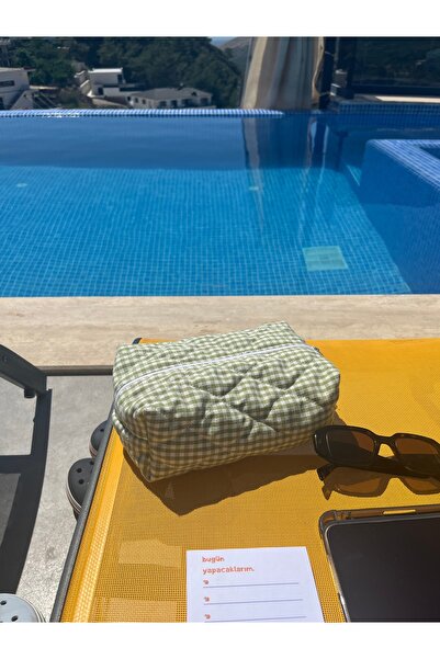 Sumicorn Design حقيبة مكياج من القماش القطني الأخضر، حقيبة مستحضرات تجميل للس...