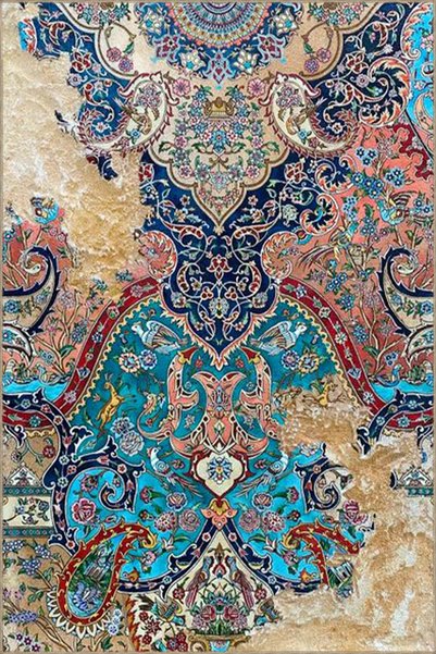 Rugs Modern Halı بلاط أزرق أحمر منقوش بقاعدة منسوجة حديثة وسجاد مزخرف قابل لل...