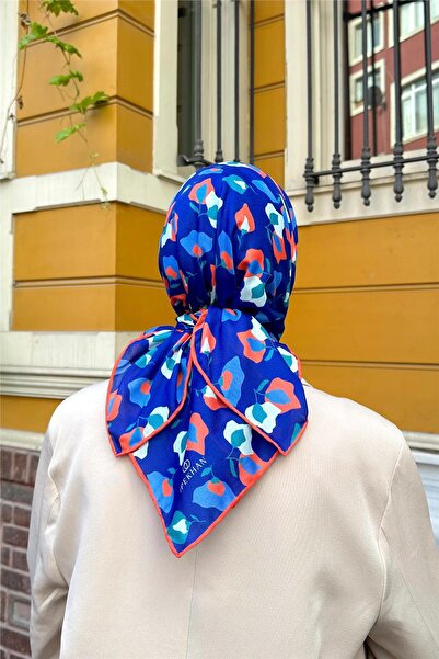 İpekhan Yaprak Soft Шарф Синій Оранжевий 1150-11
