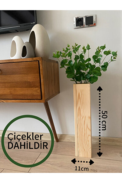 MSAĞWOODS DRVENA DEKORATIVNA VAZA VEŠTINSKO CVEĆE UREĐENJE ZA KUĆU I KANCELAR...