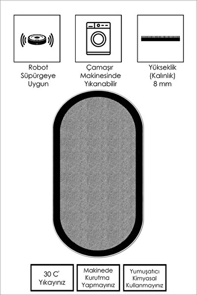 West Home Machine Washable Non-Slip Base Stain Resistant Oval Runner Gray Cutting Runner for Home Decoration